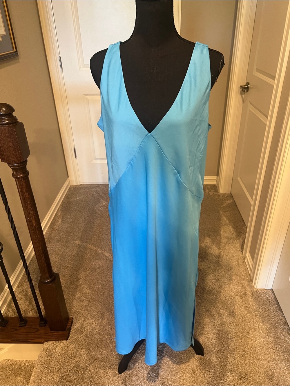 🔥2/$5 a new day Turquoise V-Neck Slip Midi Dress